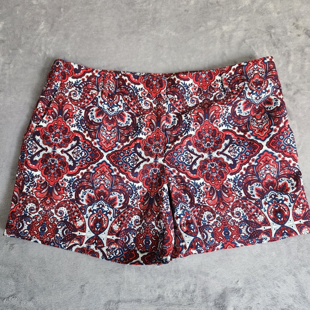 Saint Tropez West Paisley Shorts Women's Size 10 Red Blue Boho Summer Cotton
